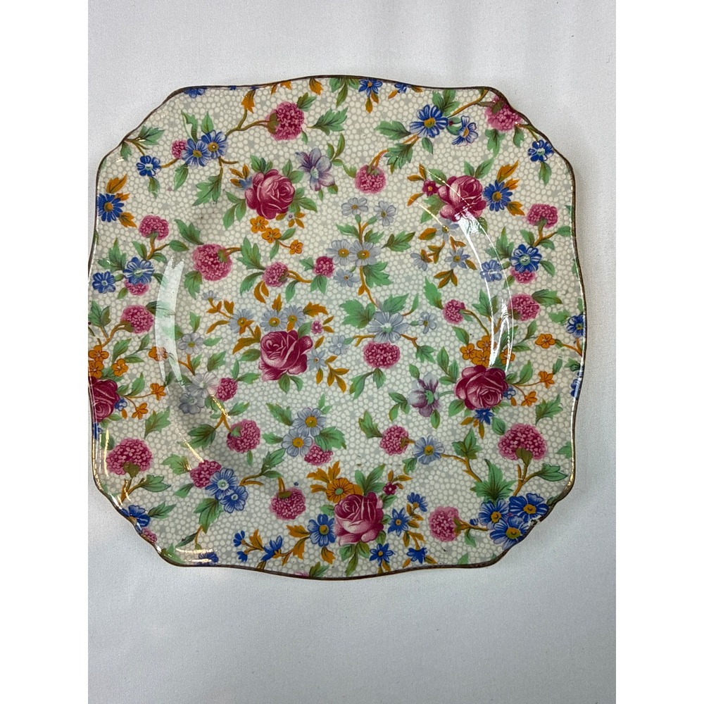 Royal Winton Grimwades Chintz Floral Square Plate Made in England 6 Inch